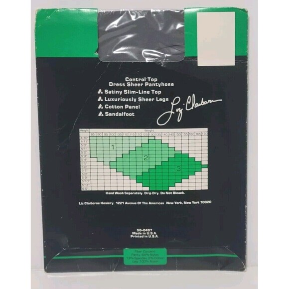 Vintage Liz Claiborne Pantyhose Control Top Dress Sheer Size 1 Grey New - Picture 2 of 2